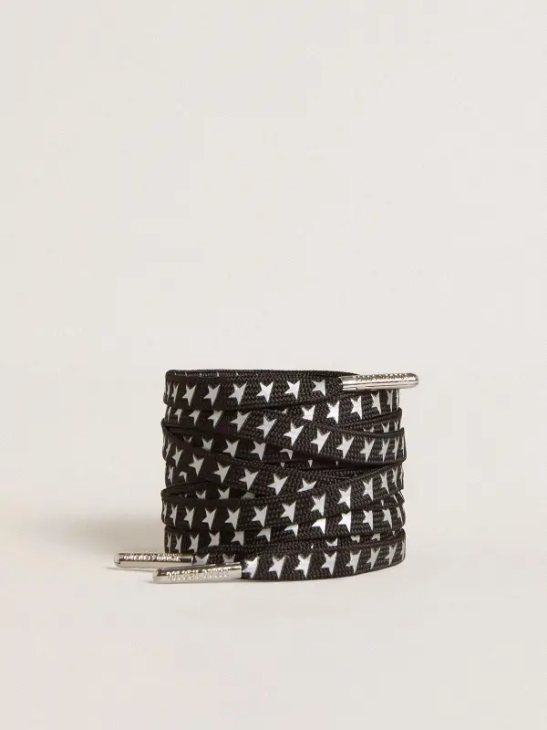 Black cotton laces with contrasting silver stars online