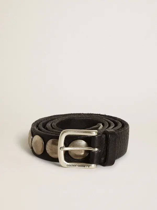 Black Trinidad belt in washed leather with studs online