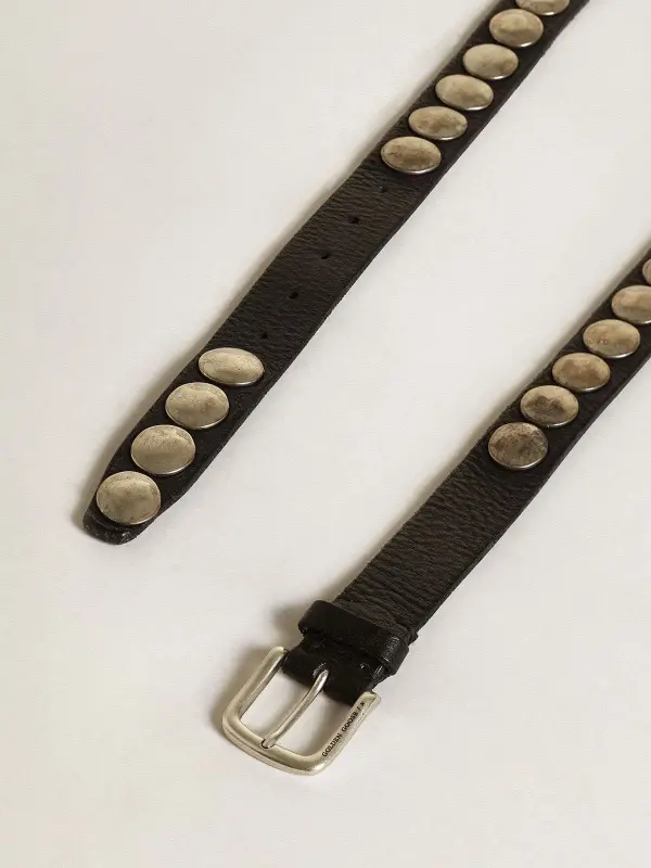 Black Trinidad belt in washed leather with studs online