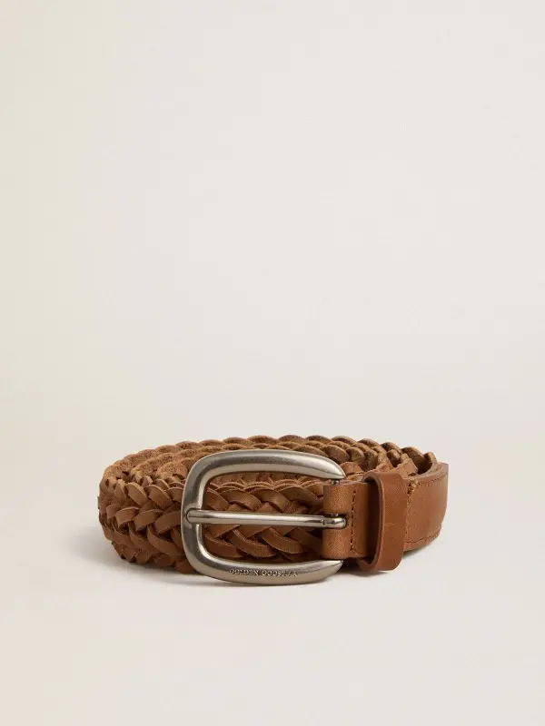 Houston belt in dove-gray woven leather online