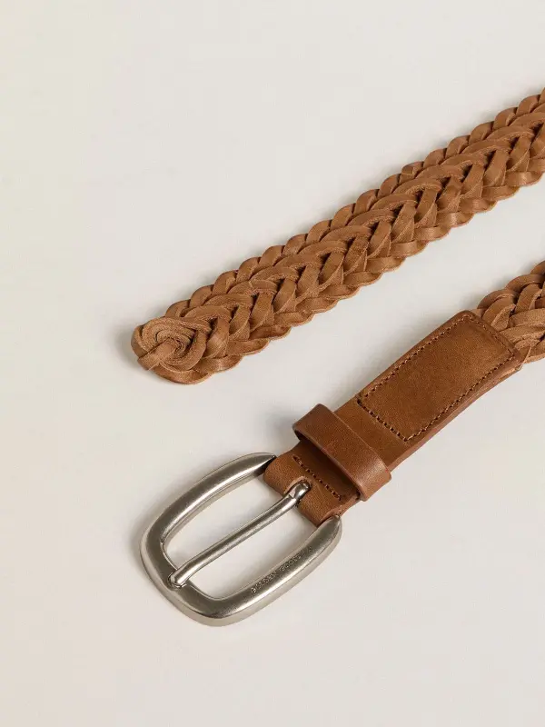 Houston belt in dove-gray woven leather online