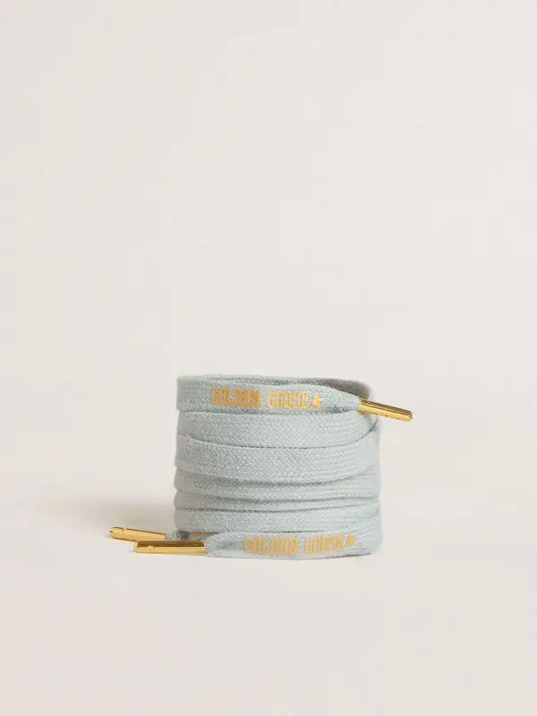 Light-blue cotton laces with contrasting gold-colored logo online