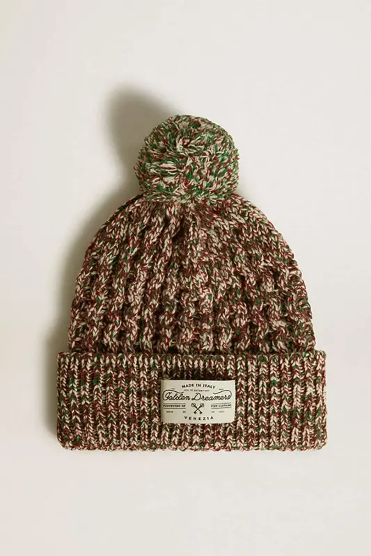 Multicolored wool beanie with pompom online