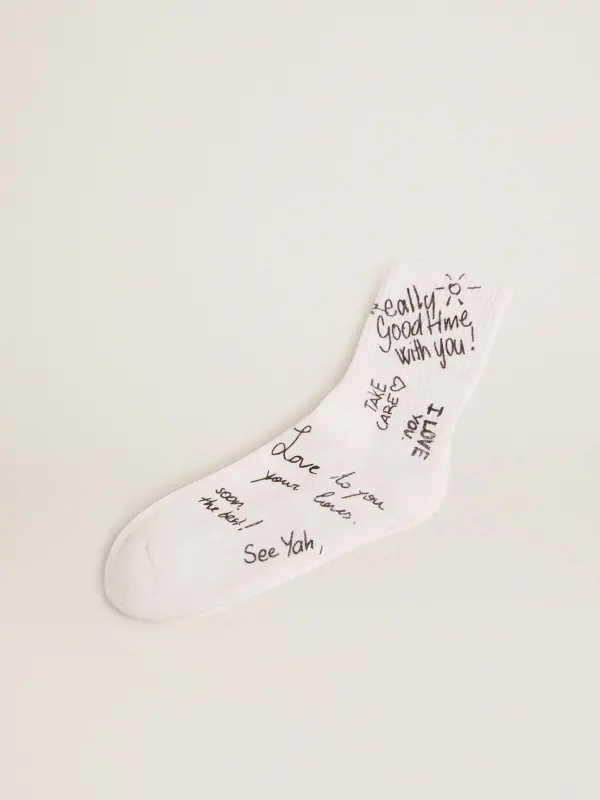 Optical white socks with black lettering online