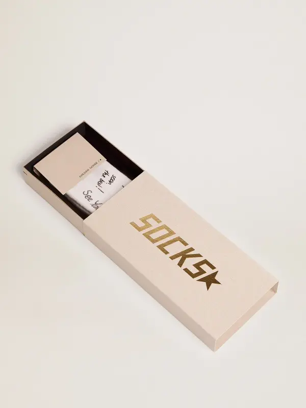 Optical white socks with black lettering online