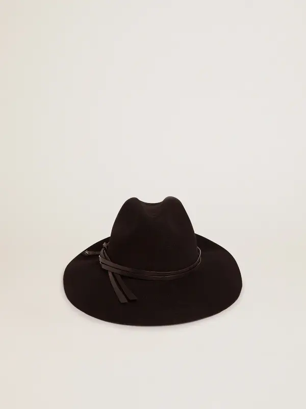 Women’s black Fedora hat with strap – Golden Goose online
