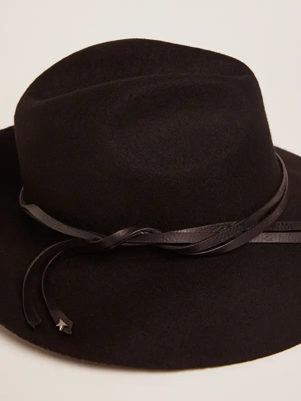 Women’s black Fedora hat with strap – Golden Goose online