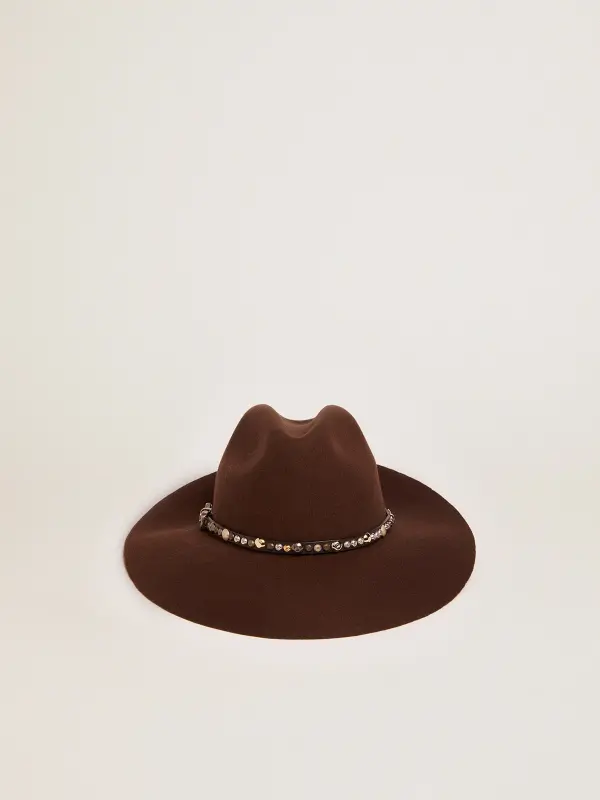 Women’s studded brown Fedora hat – Golden Goose online