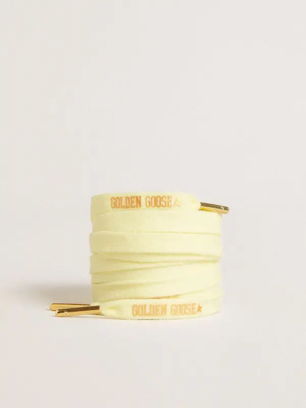 Yellow cotton laces with contrasting gold-colored logo online