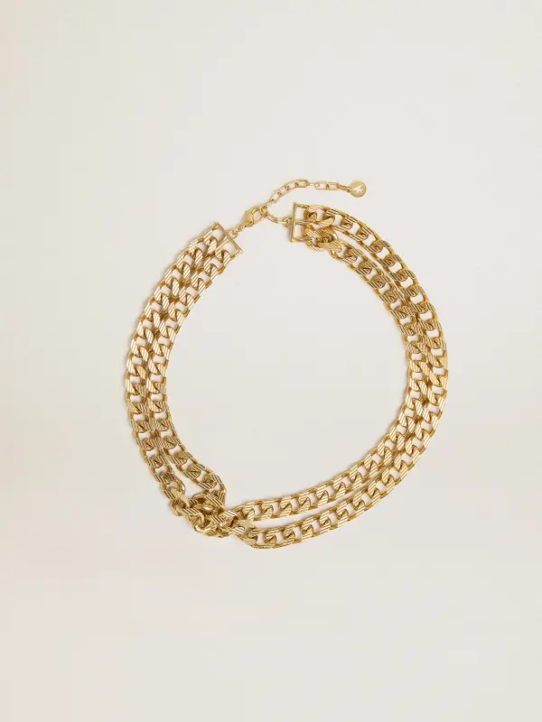 Antique gold-colored braided chain necklace with star-shaped clasp online