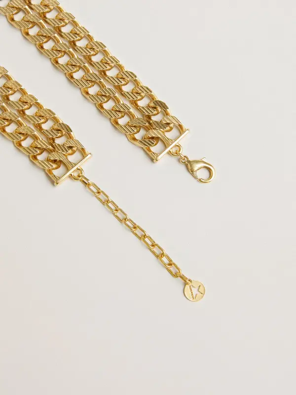 Antique gold-colored braided chain necklace with star-shaped clasp online