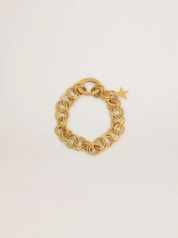 Antique gold-colored woven chain bracelet with star-shaped clasp online