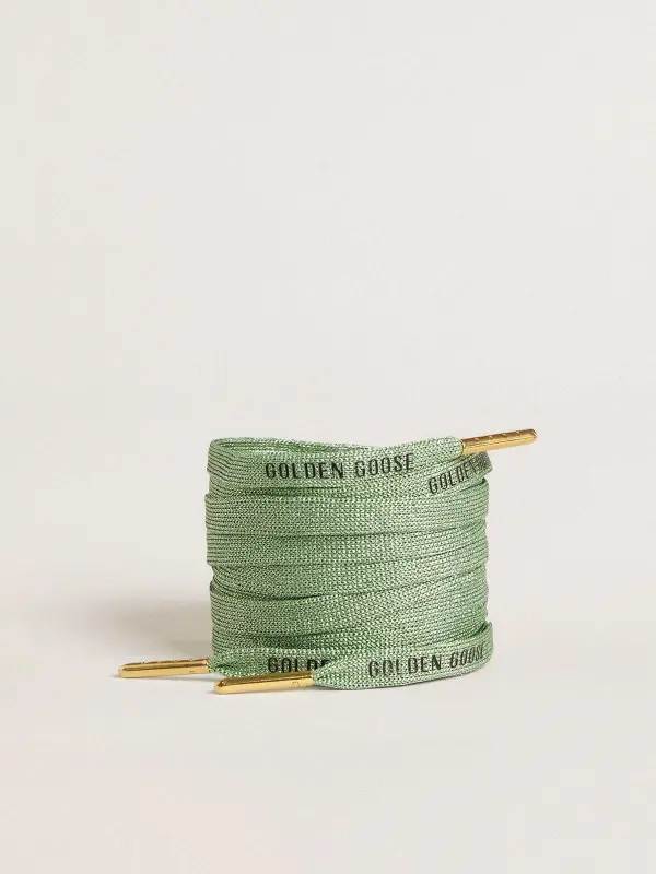 Aqua-green Lurex laces with contrasting black logo online