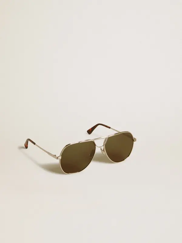 Aviator sunglasses with silver frame and green lenses online