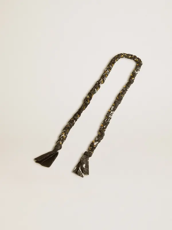 Black braided fabric charm with brass chain online