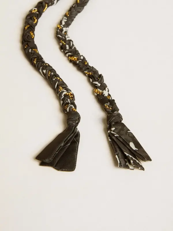 Black braided fabric charm with brass chain online