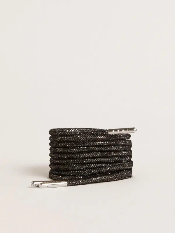 Black laces with silver-colored Swarovski rhinestones online