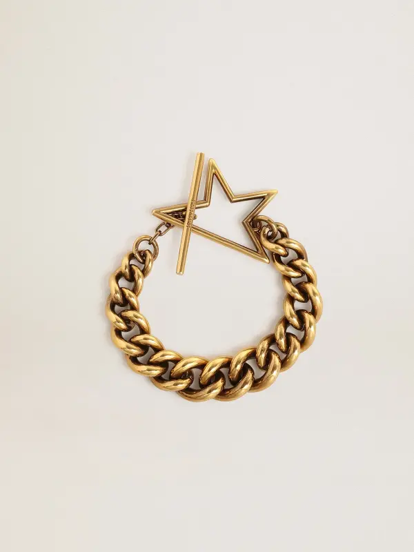 Bracelet in antique gold decreasing chain with star-shaped clasp online