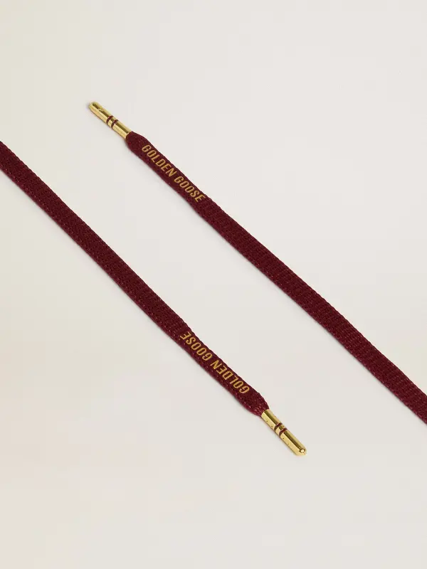 Burgundy cotton laces with contrasting gold-colored logo online