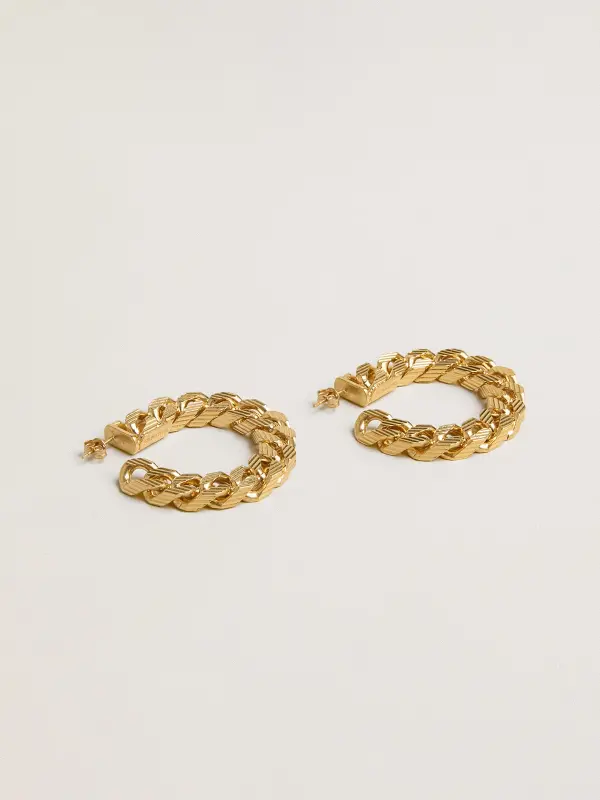 Chain hoop earrings with antique gold colored braided links online