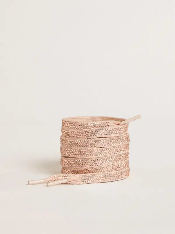 Cotton laces with silver Swarovski crystals and gold-colored logo online