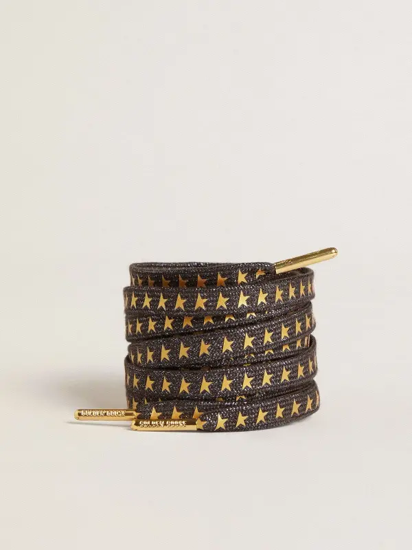 Dark gray Lurex laces with contrasting gold stars online