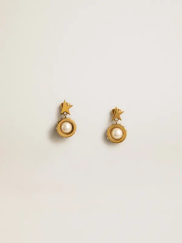 Earrings with gold star and pearl online