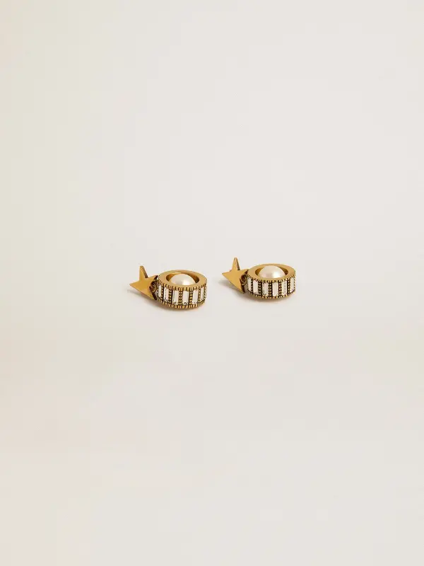 Earrings with gold star and pearl online