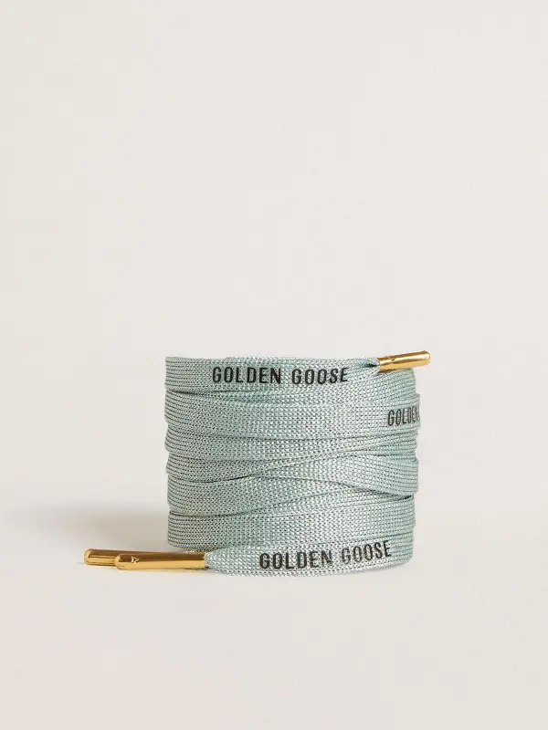 Gray Lurex laces with contrasting black logo online