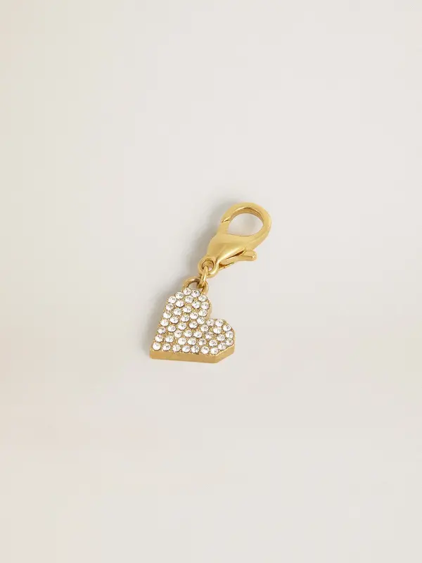 Heart-shaped charm in gold-colored brass with crystals online