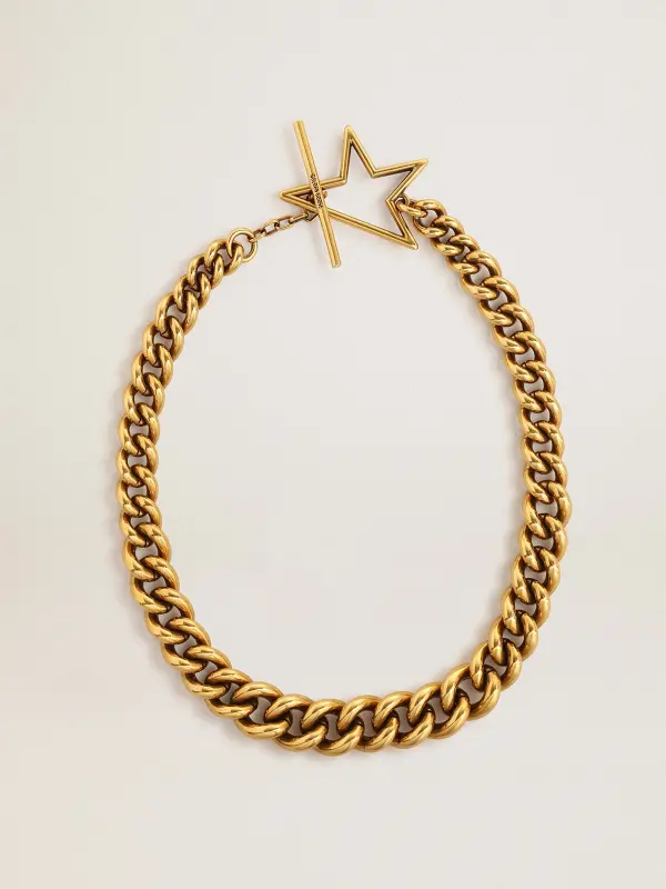 Necklace in antique gold decreasing chain with star-shaped clasp online