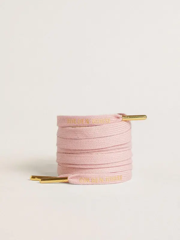 Pink cotton laces with contrasting gold logo online
