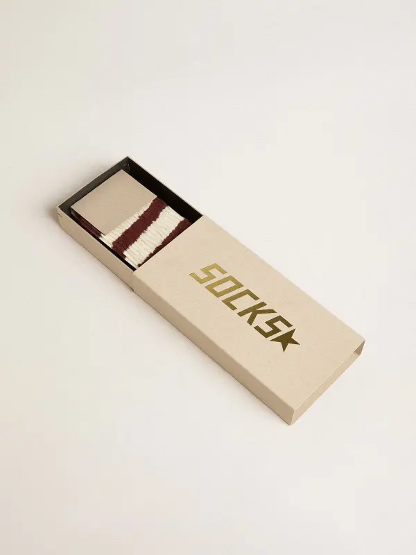 Purple socks with distressed details and worn-white stripes online