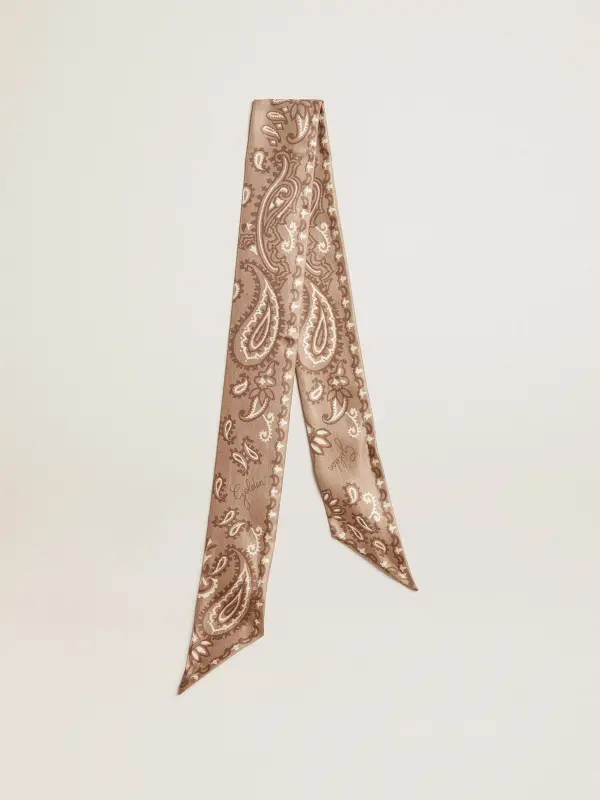 Ribbon in dove-gray silk twill with paisley pattern online