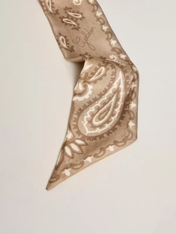 Ribbon in dove-gray silk twill with paisley pattern online