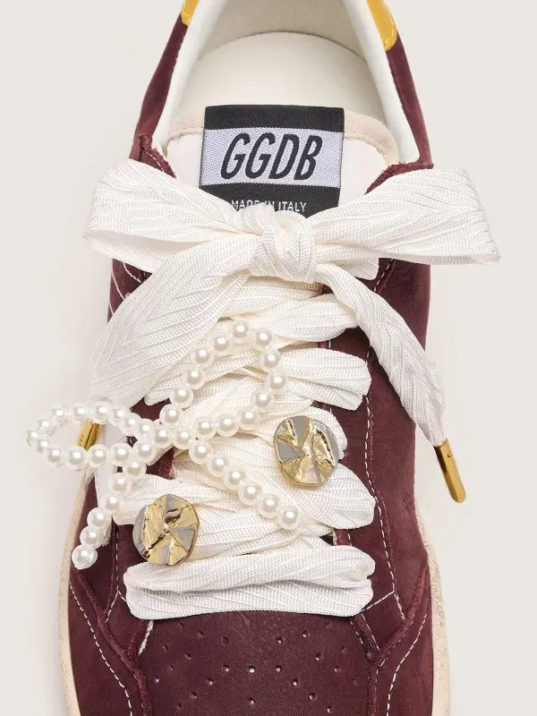 Skin "Sparkling" cream striped laces with appliqué beaded charm and golden charm online
