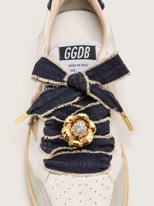 Skin "Sparkling" denim blue laces with beige trim and a golden charm online