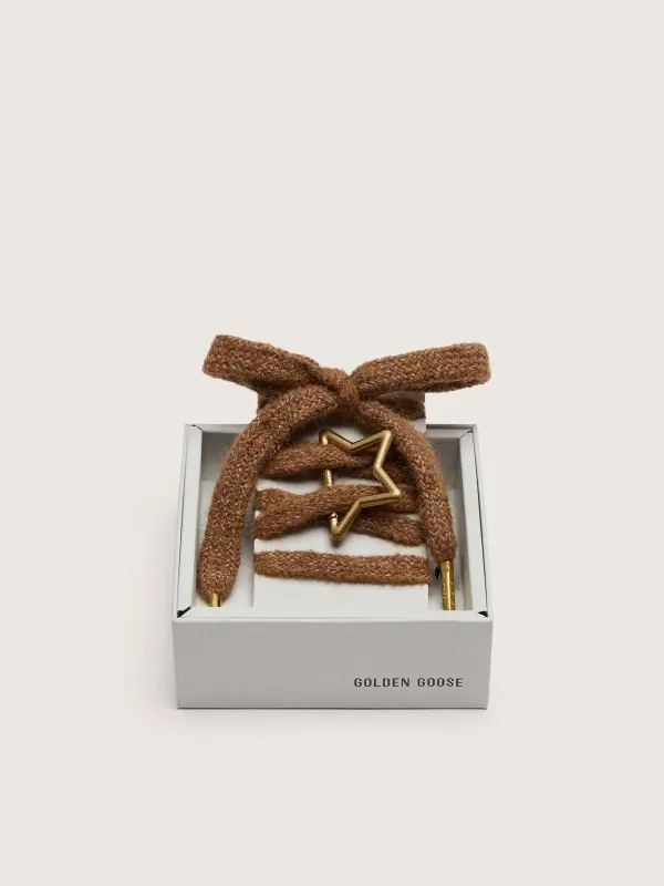 Skins "Playful" brown-colored wool laces with Golden star-shaped snap hook online