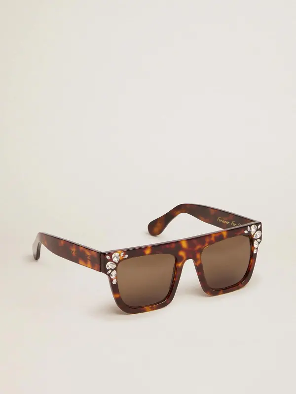 Square model sunglasses with havana frame and crystals online