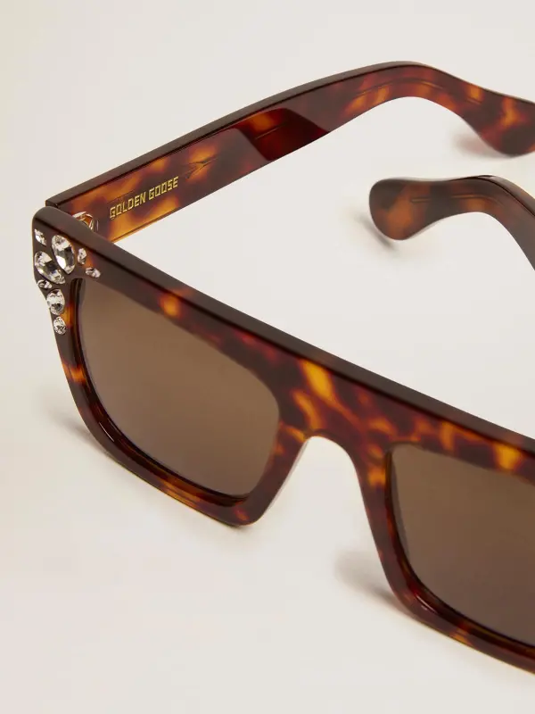 Square model sunglasses with havana frame and crystals online