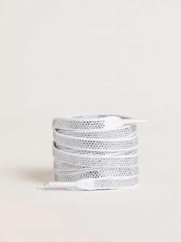 Swarovski laces with contrasting gray logo online