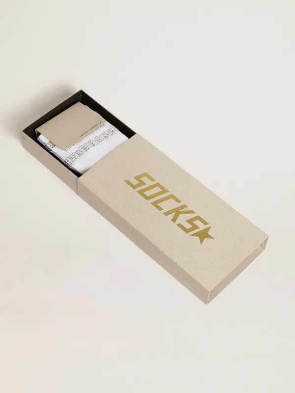 Unisex socks in white cotton with decorative crystals online