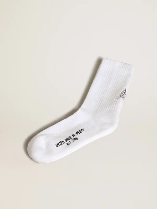 White socks with crystal star on the back online