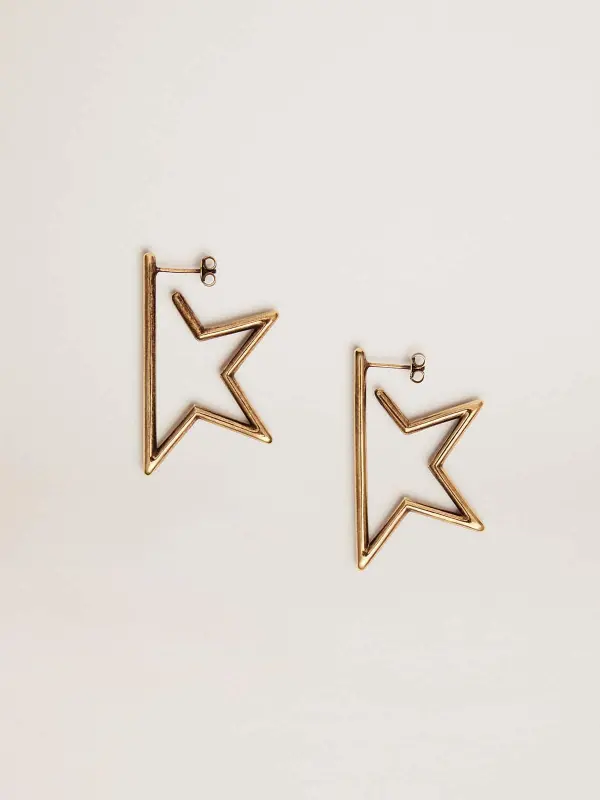 Women’s Star antique gold color pendant earrings online