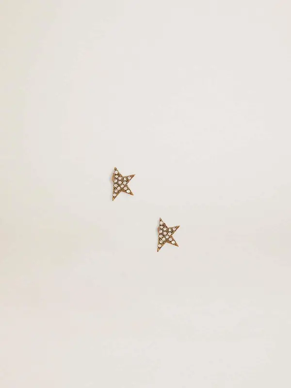 Women’s stud earrings in antique gold color with crystals online