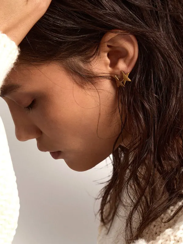 Women’s stud earrings in antique gold color online