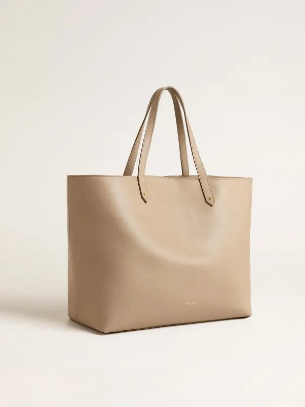 Dove-gray Pasadena Bag in smooth leather with gold logo online