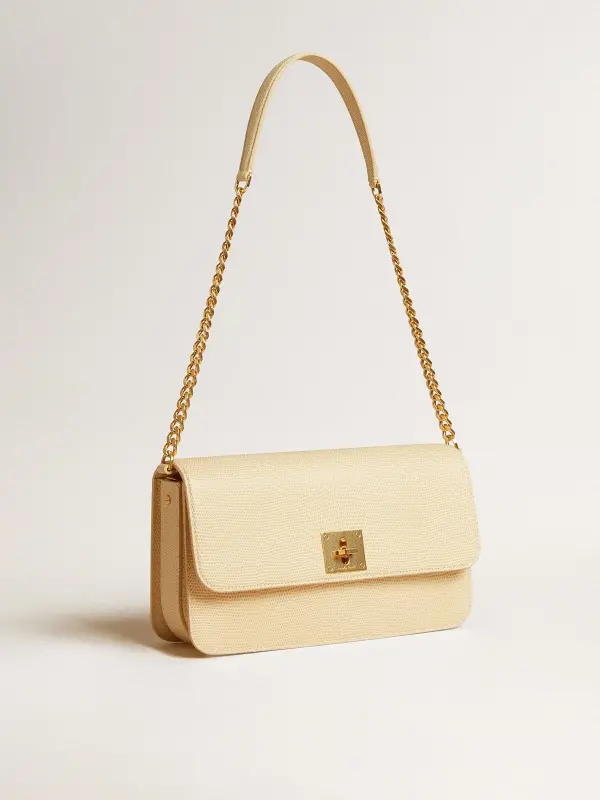 Gioia Bag in vanilla-colored sheepskin leather with gold details online