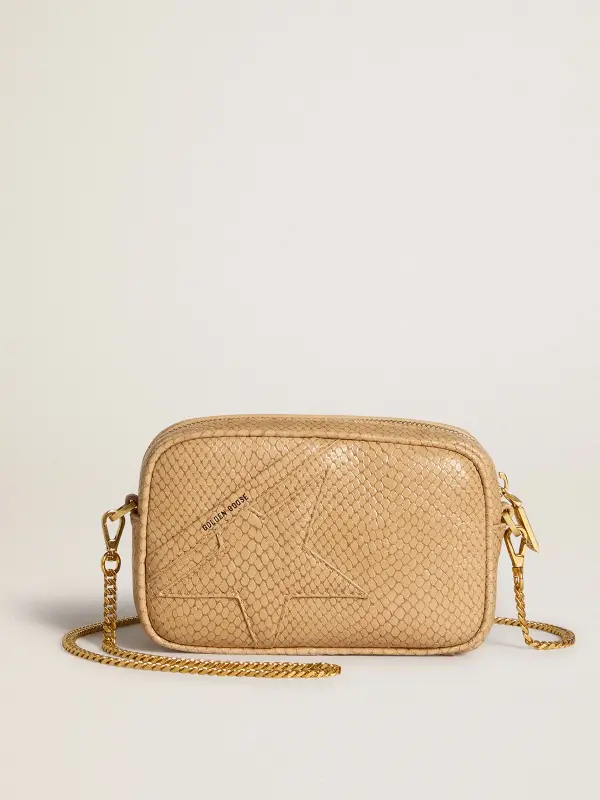Mini Star Bag in beige snake-print leather online