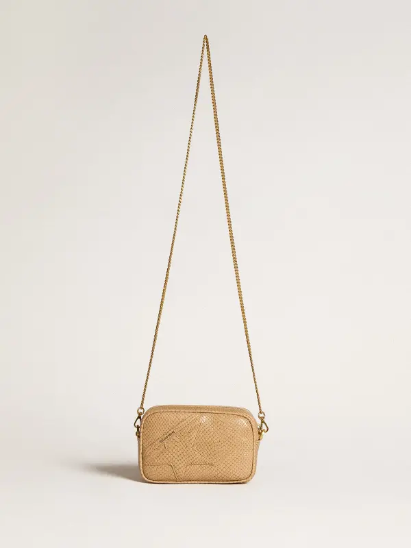 Mini Star Bag in beige snake-print leather online